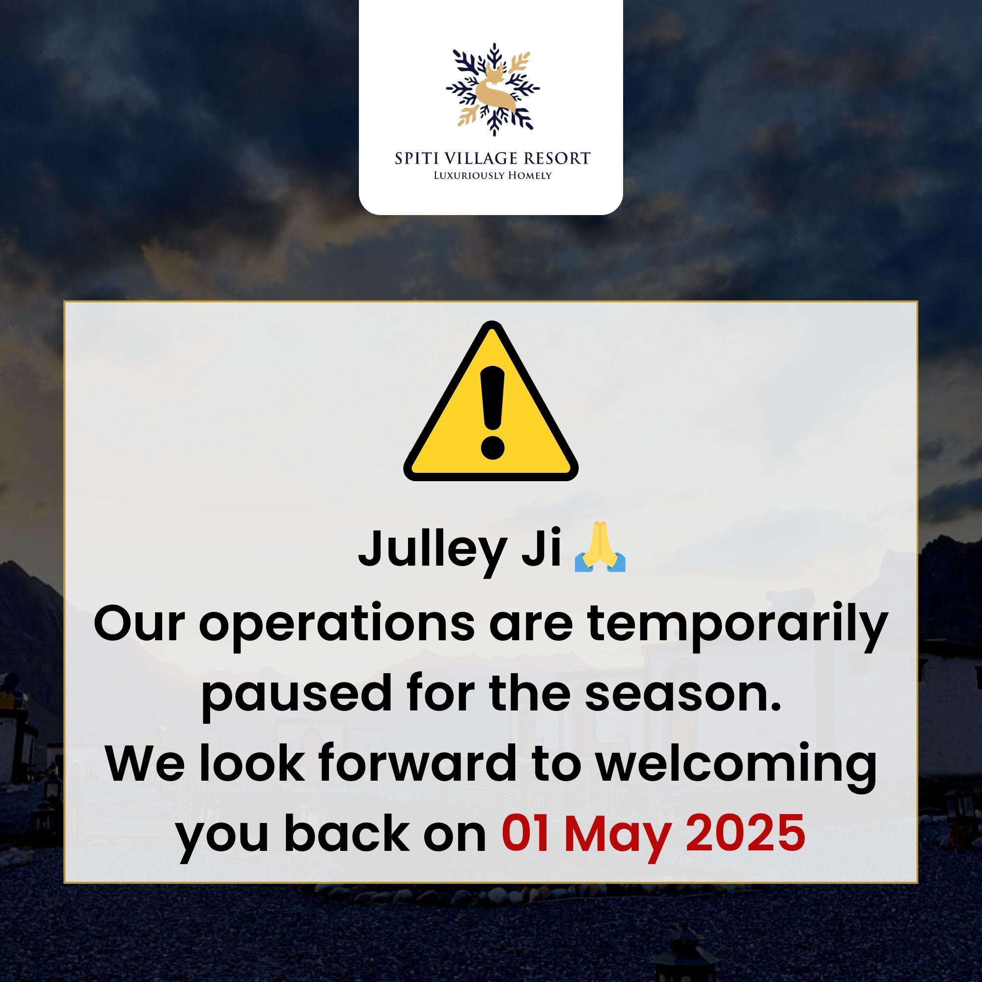 operations are temporarily paused for the season